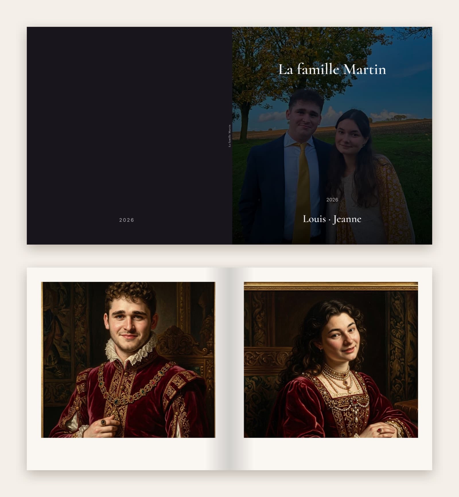 Album imprimé de Novelie : couverture et une double page